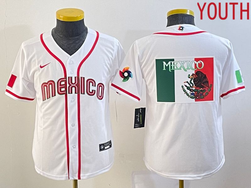 Youth 2023 World Cub Mexico Blank White Nike MLB Jersey1